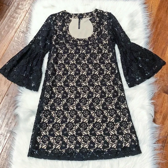 Kay Celine | Dresses | Kay Celine Nude And Black Lace Bell Sleeve Dress S |  Poshmark